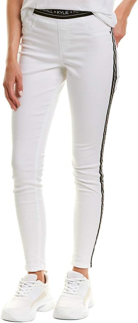 KENDALL + KYLIE Women's Metallic Side Stripe Denim Leggings