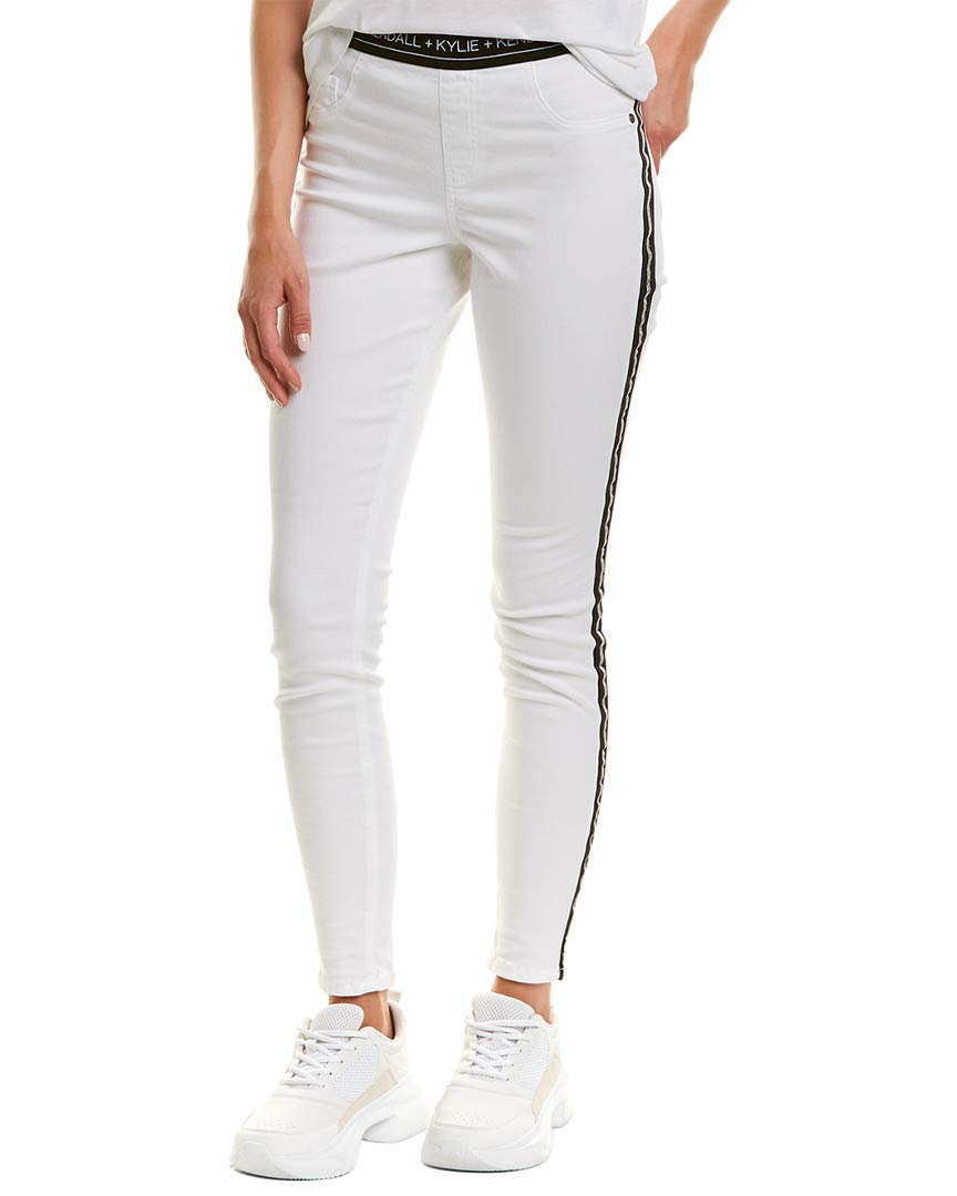 KENDALL + KYLIE Women's Metallic Side Stripe Denim Leggings