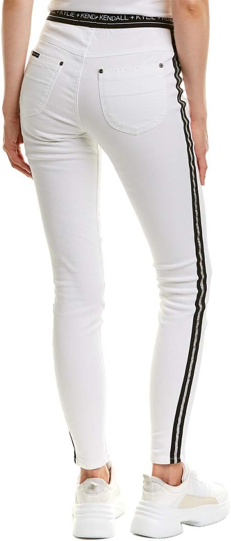 KENDALL + KYLIE Women's Metallic Side Stripe Denim Leggings