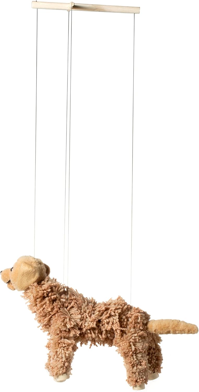 Artisan Owl Labrador Marionette Puppet - Yarn Dog with Wooden Feet, Detachable Strings (Brown)