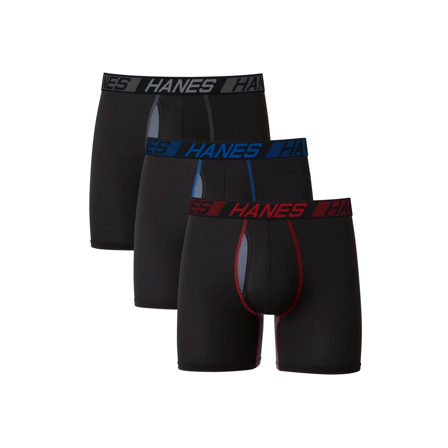 Hanes Men’s Total Support Pouch Boxer Briefs, X-Temp Cooling, Moisture-Wicking Underwear, Regular, Long-leg and Trunk, 3-Pack