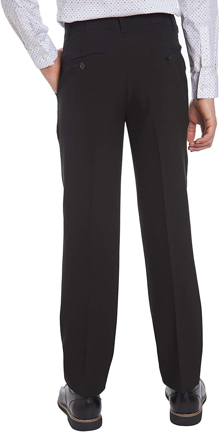 Calvin Klein Boys' Flat Bi-Stretch Dress Pant, Straight Leg Fit, Belt Loops & Front Pockets