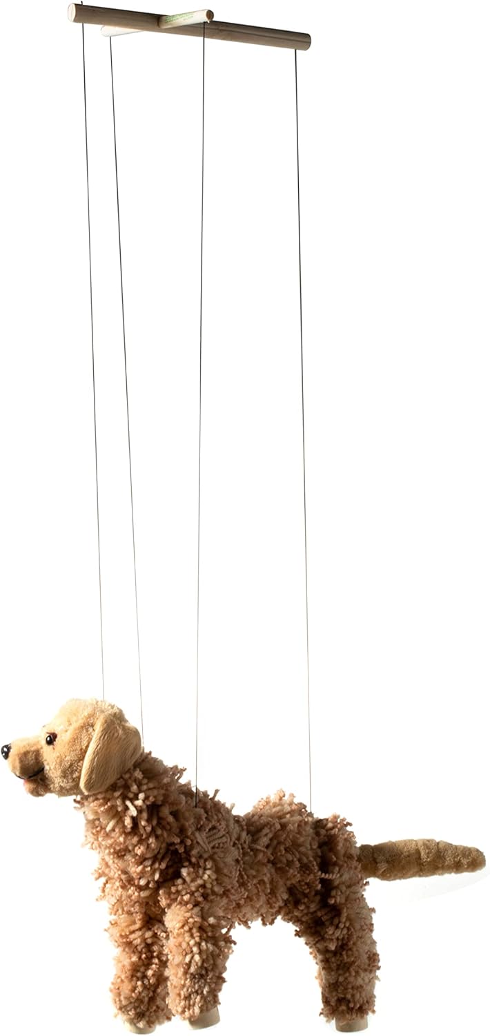 Artisan Owl Labrador Marionette Puppet - Yarn Dog with Wooden Feet, Detachable Strings (Brown)