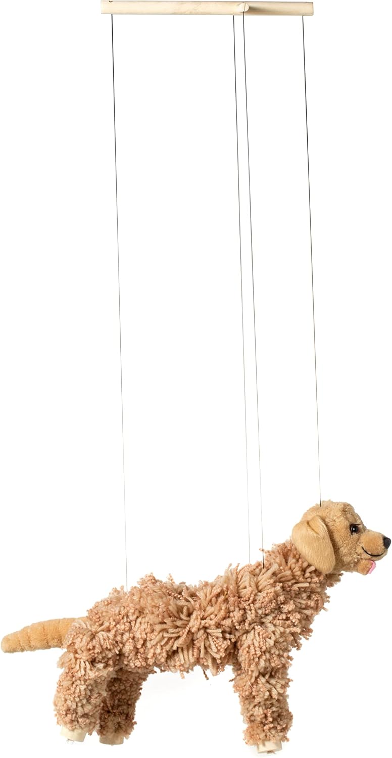 Artisan Owl Labrador Marionette Puppet - Yarn Dog with Wooden Feet, Detachable Strings (Brown)