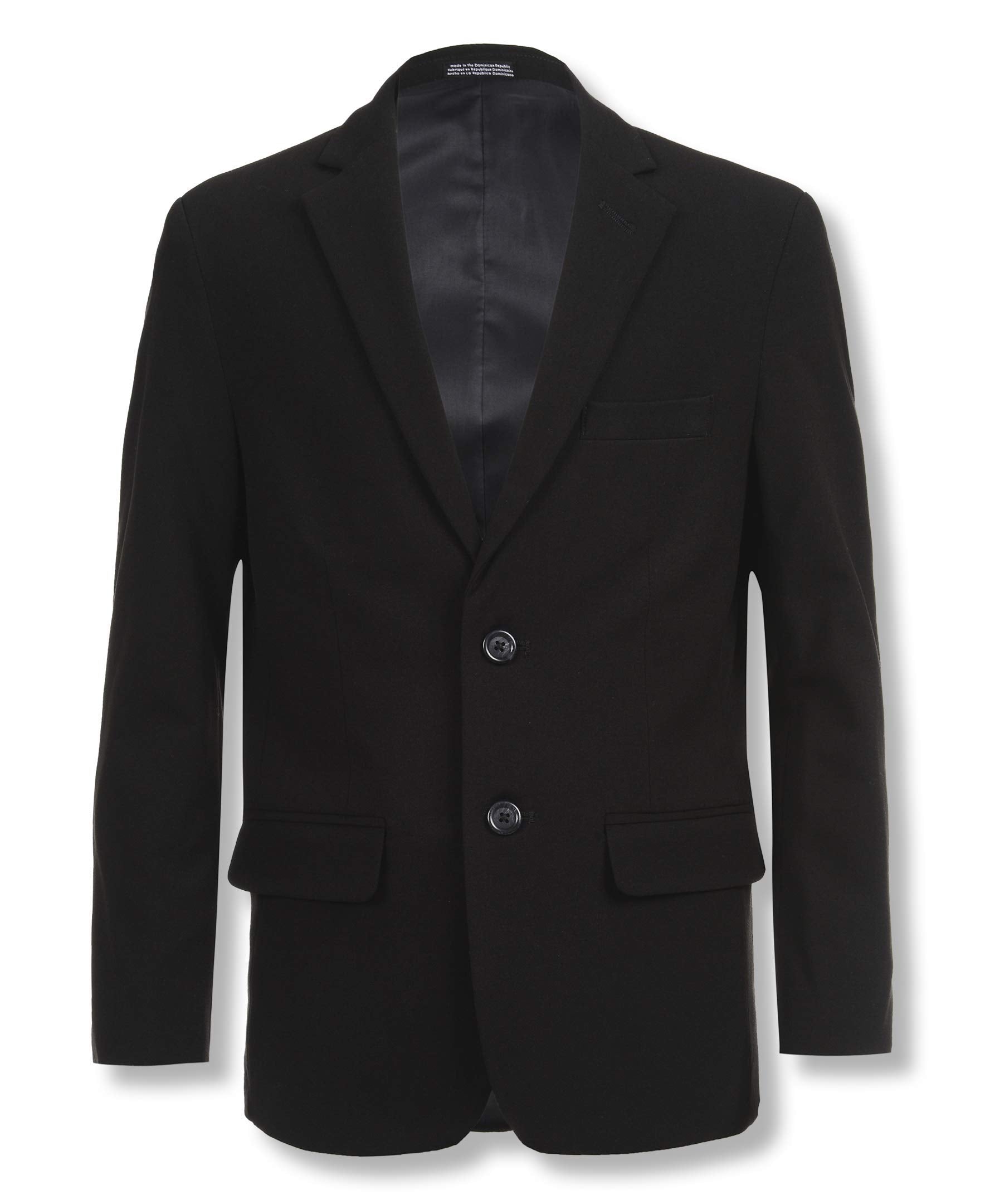 Calvin Klein Boys' Bi-Stretch Blazer Suit Jacket, 2-Button Single Breasted Closure, Buttoned Cuffs & Front Flap Pockets