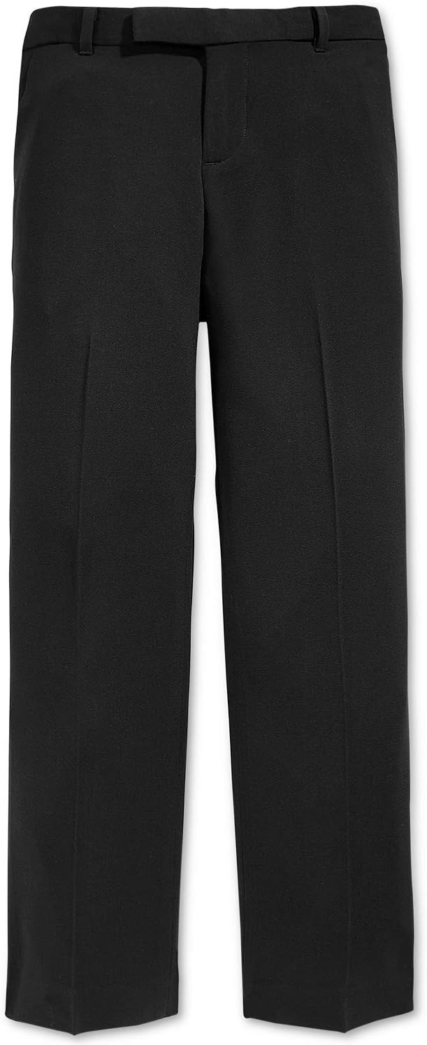 Calvin Klein Boys' Flat Bi-Stretch Dress Pant, Straight Leg Fit, Belt Loops & Front Pockets