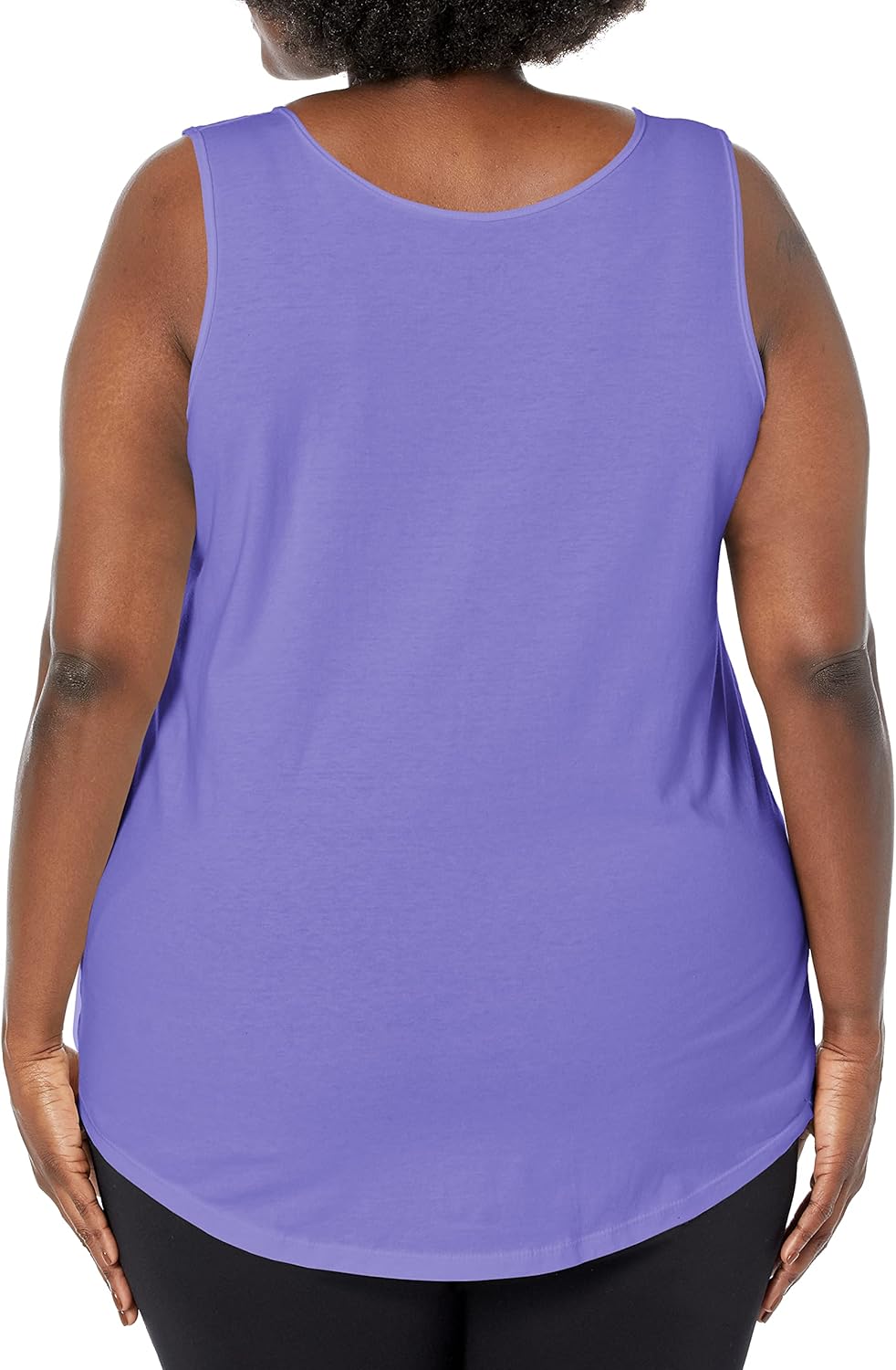 JUST MY SIZE Women's Size Cotton Jersey Shirttail Tank Top, Plus Sleeveless Shirts