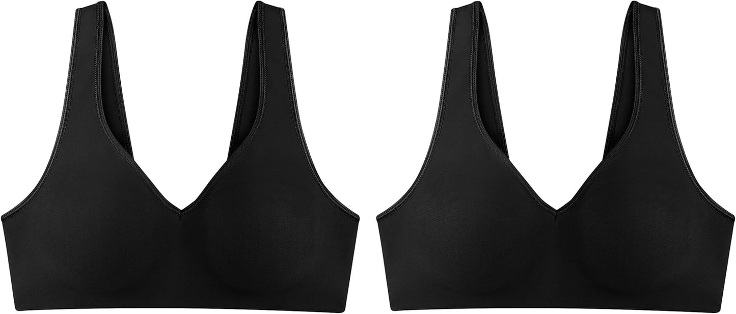 Hanes Women's Wireless Bra, Smooth Comfort Full-Coverage T-Shirt Bra, Single or 2-Pack