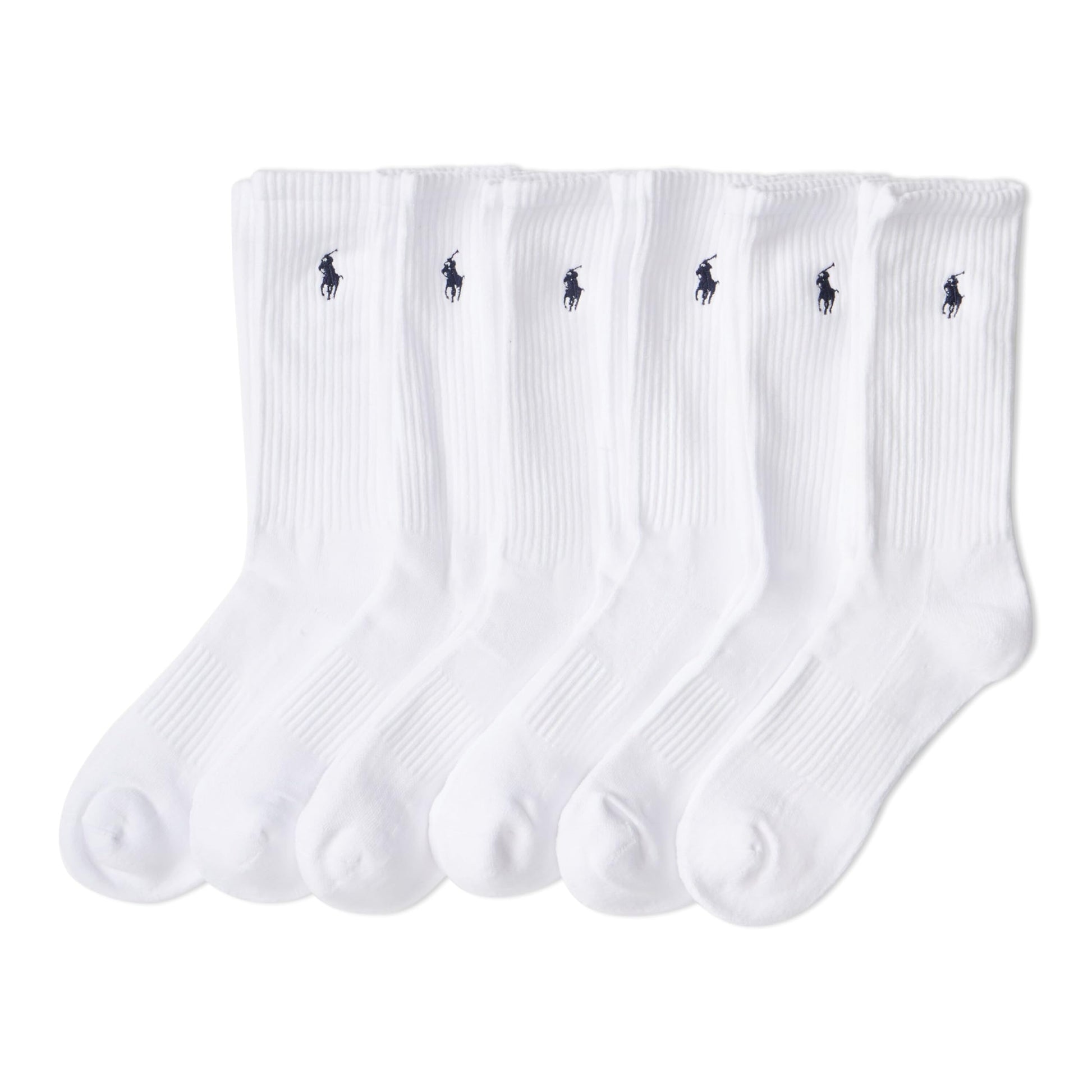 POLO RALPH LAUREN Men's Athletic Performance Cotton Crew Socks - 6 Pair Pack - Moisture Wicking Mesh