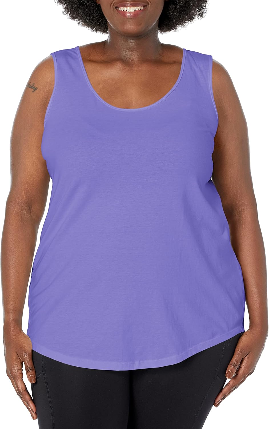 JUST MY SIZE Women's Size Cotton Jersey Shirttail Tank Top, Plus Sleeveless Shirts