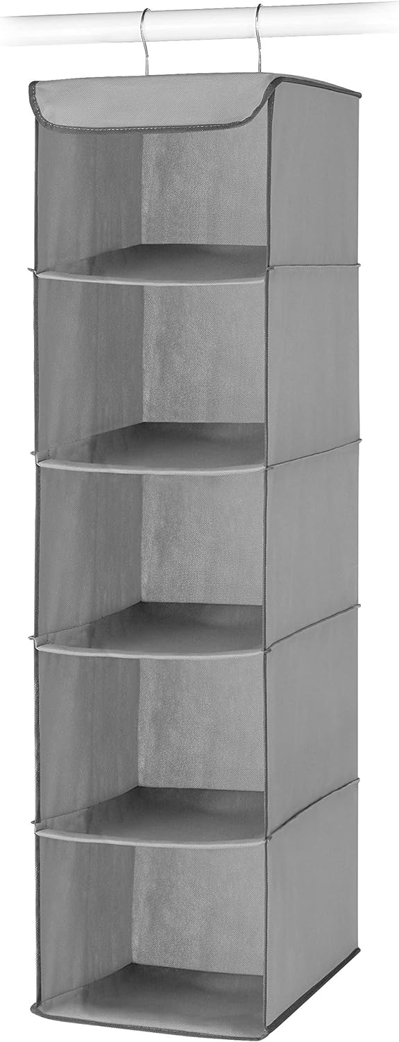 Whitmor 5 Section Closet Organizer - Hanging Shelves with Sturdy Metal Frame