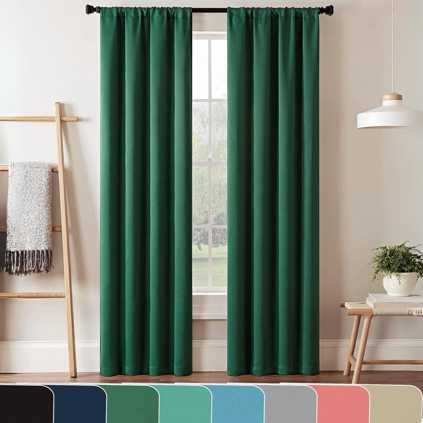 ECLIPSE Darrell Thermaweave Blackout Window Curtain Panel, 37" x 63", Emerald