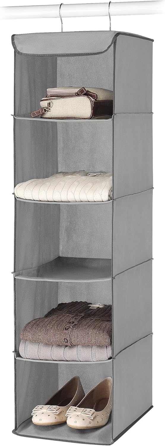 Whitmor 5 Section Closet Organizer - Hanging Shelves with Sturdy Metal Frame