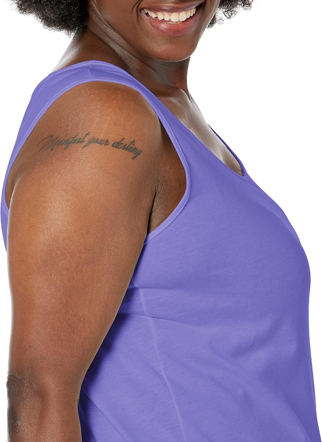 JUST MY SIZE Women's Size Cotton Jersey Shirttail Tank Top, Plus Sleeveless Shirts