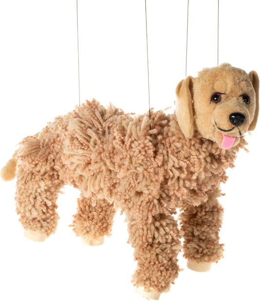 Artisan Owl Labrador Marionette Puppet - Yarn Dog with Wooden Feet, Detachable Strings (Brown)