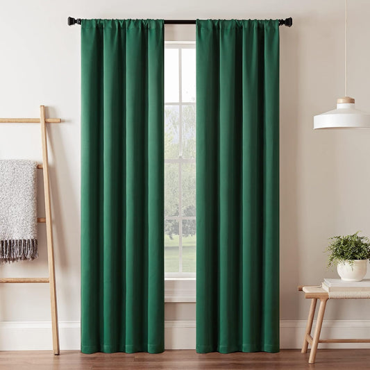 ECLIPSE Darrell Thermaweave Blackout Window Curtain Panel, 37" x 63", Emerald