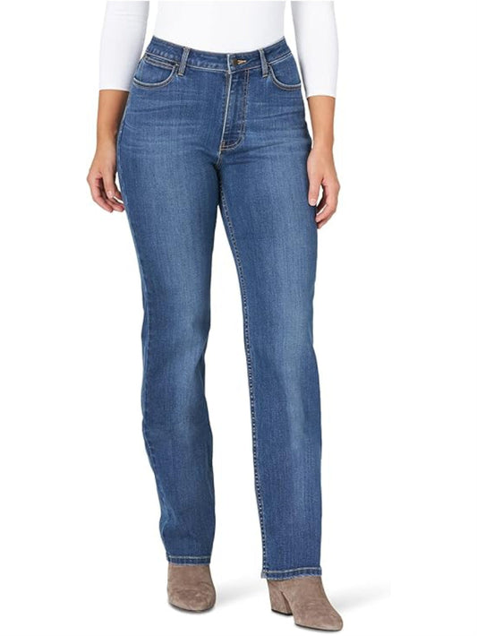 Jeans Wrangler High Rise True Straight Fit Azul medio